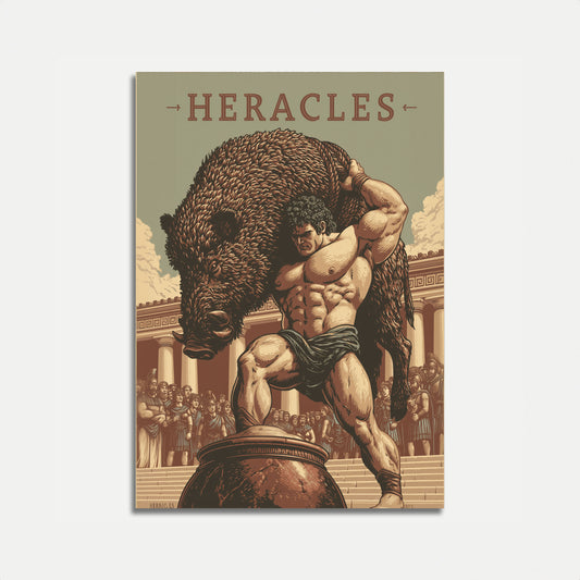 Póster de Heracles levantando al León de Nemea
