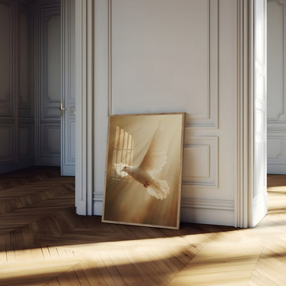 Ethereal White Dove Flight Poster