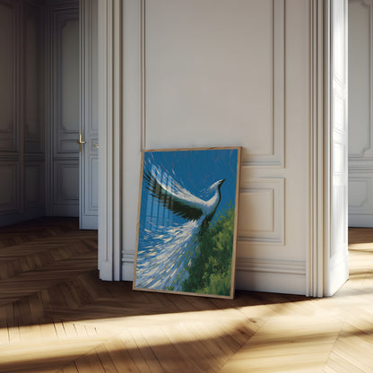 Majestic Crane in Flight Poster
