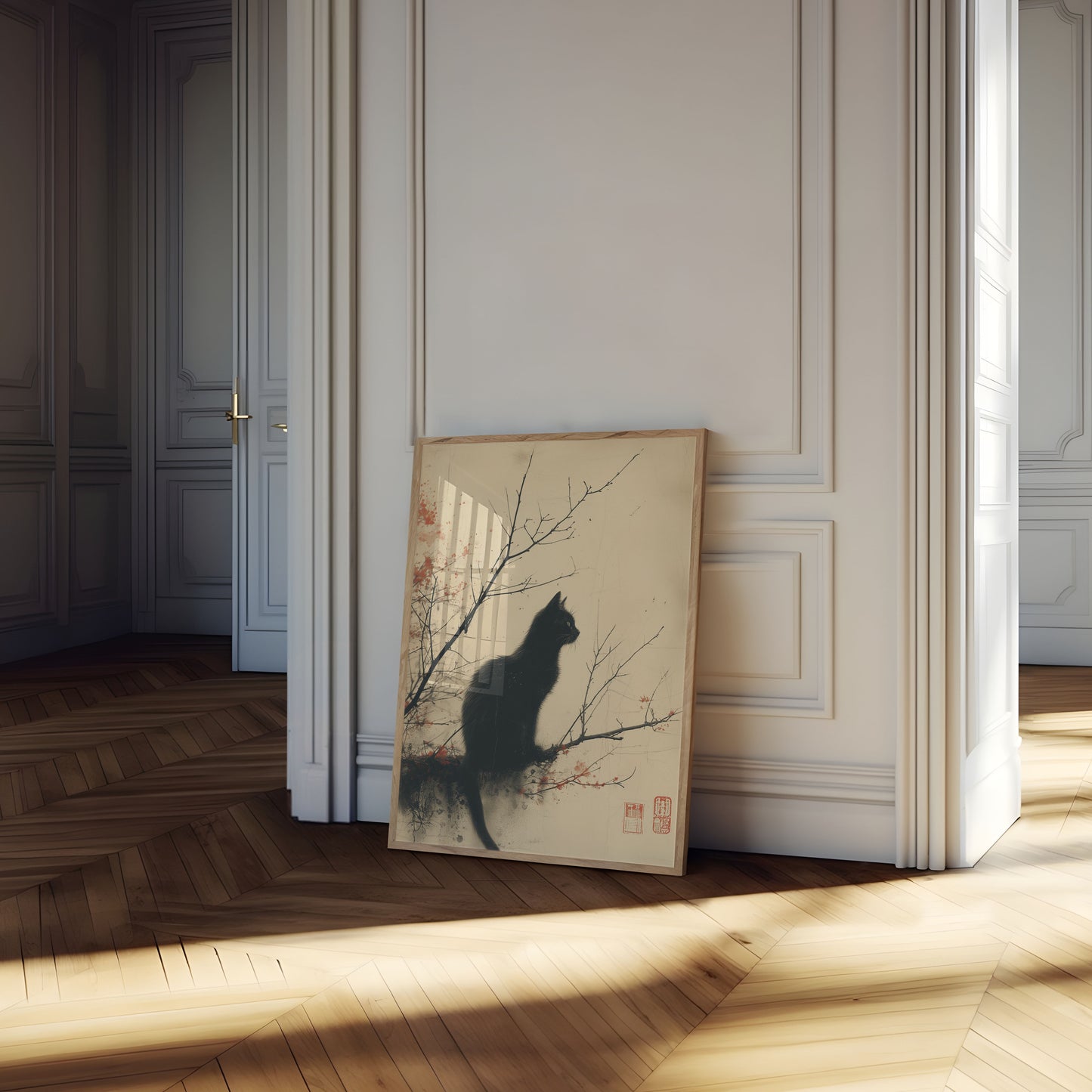 Midnight Feline Silhouette Poster