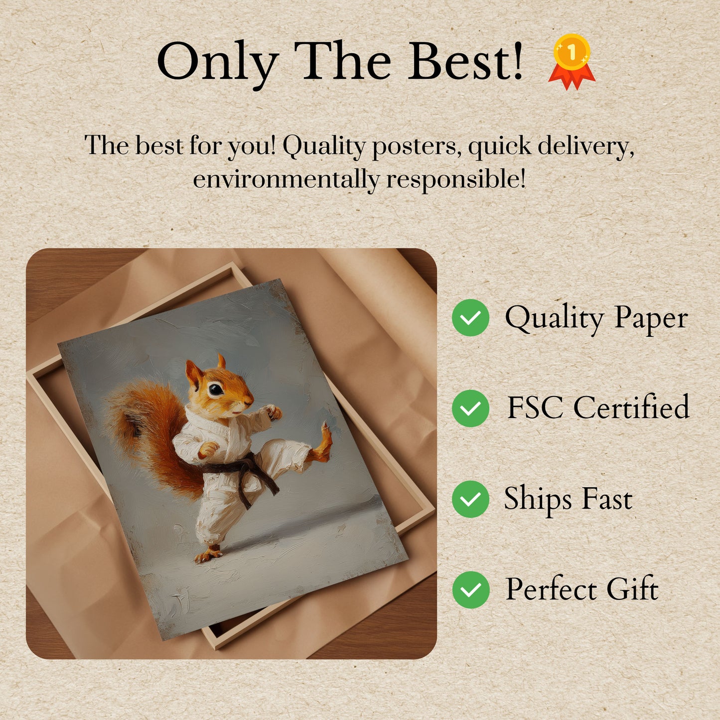 Kungfu Eekhoorn Krijger Poster