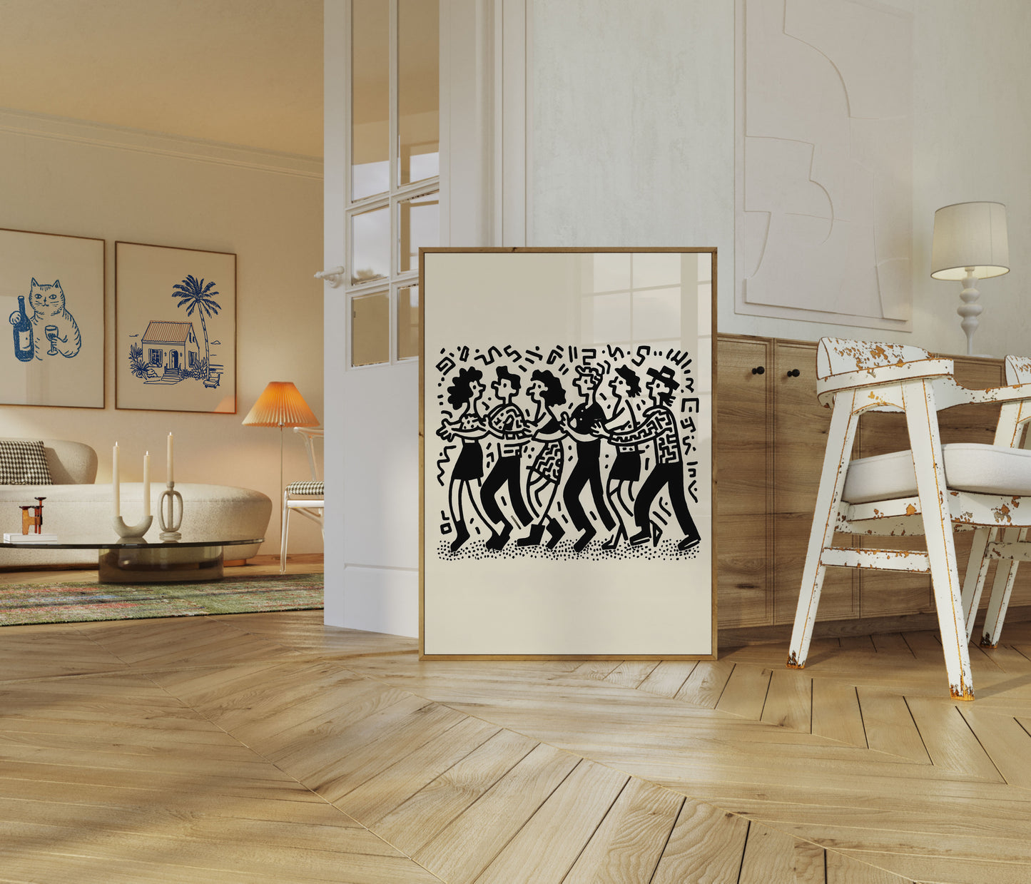 Affiche rétro de personnages dansants
