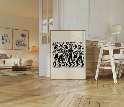 Affiche rétro de personnages dansants