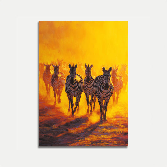 Sebror springer genom gyllene damm affisch