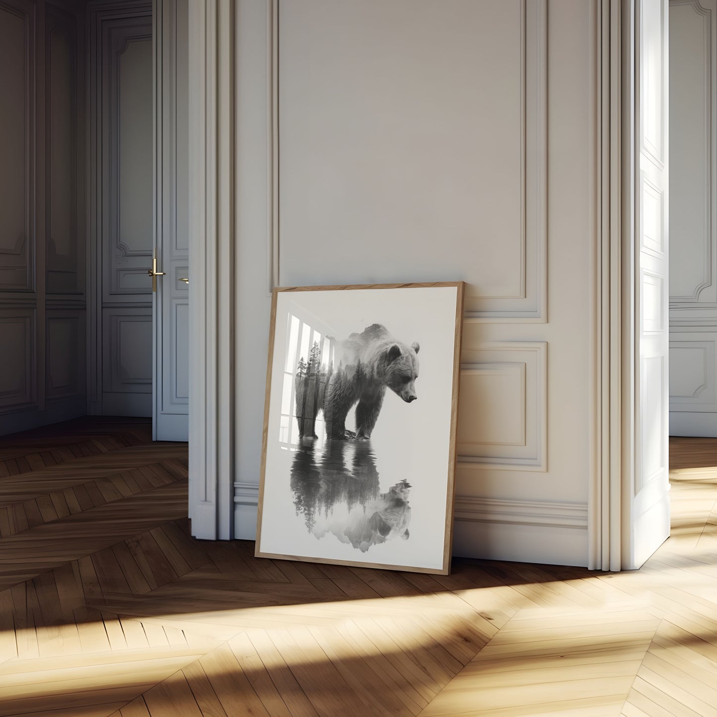 Mountain Forest Bear Reflection Poster