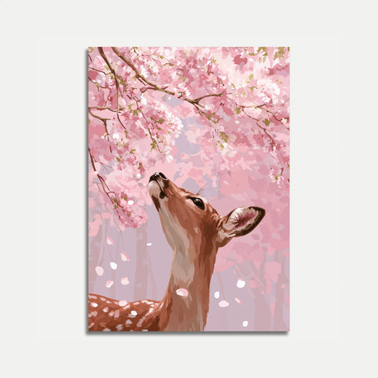 Affiche Cerf sous les Fleurs de Cerisier
