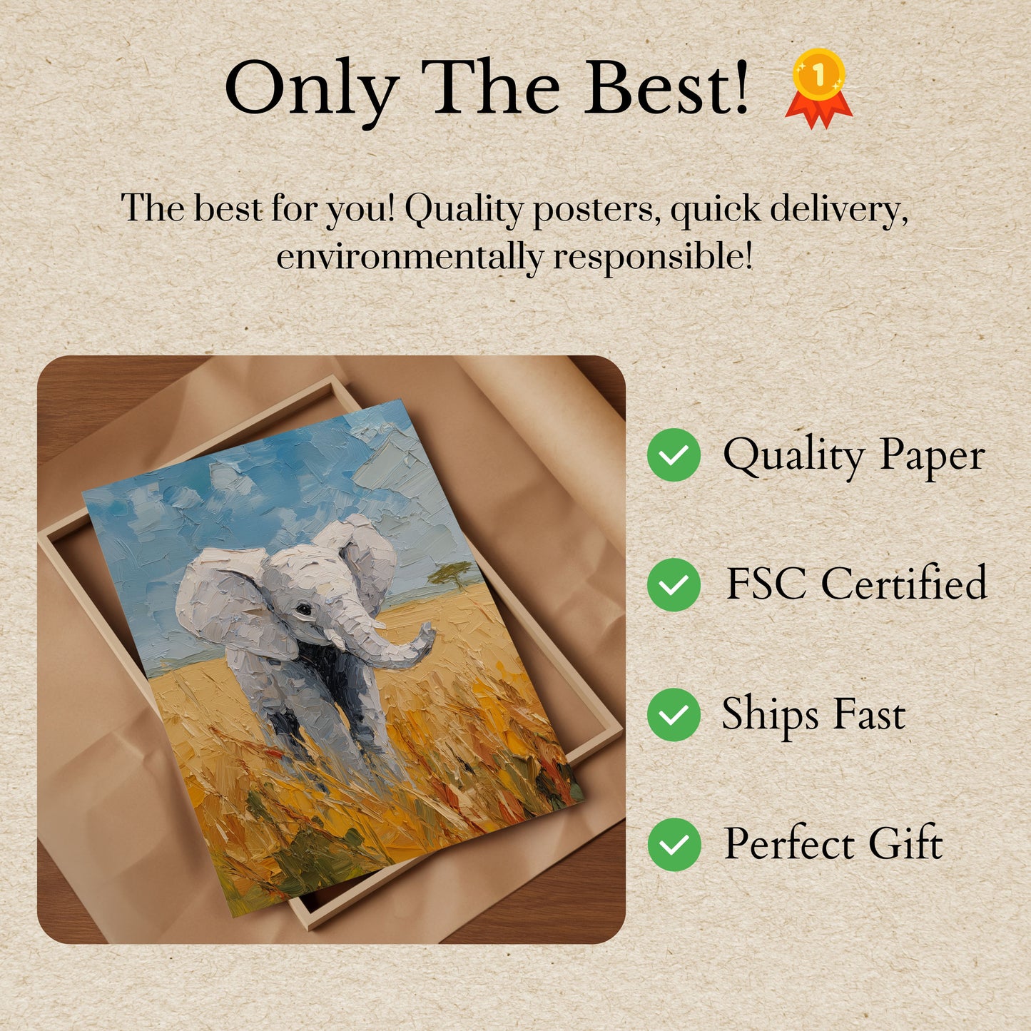 Serene African Elephant Poster