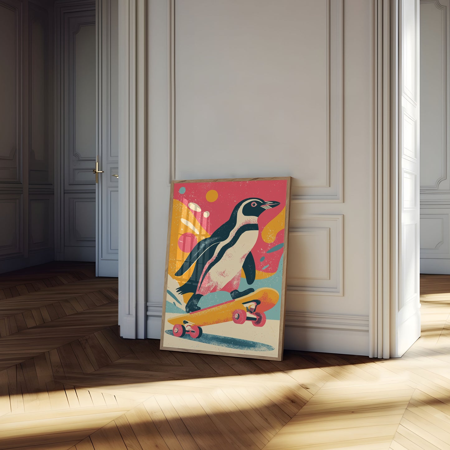 Affiche d'Aventure de Skateboard avec Pingouin
