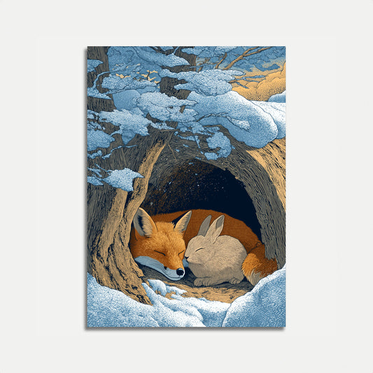 Fuchs und Hase Winterunterkunft Plakat