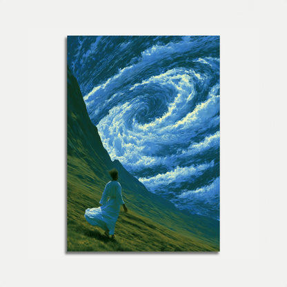 Woman Contemplating Cosmic Waves Poster
