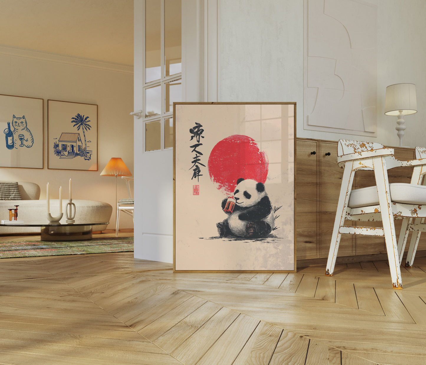 Zen Panda Drinking Poster