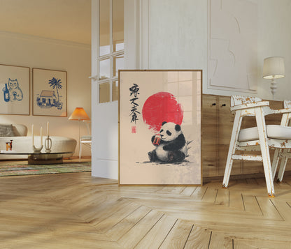 Zen Panda Drinking Poster