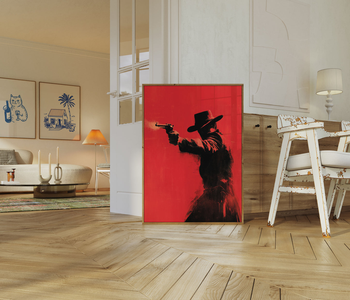 Affiche de pistolero du Far West rouge