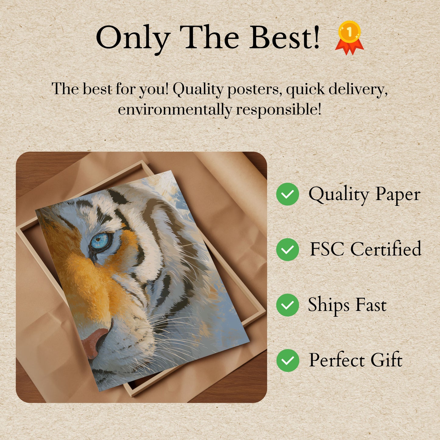 Póster de intensidad del tigre de ojos azules