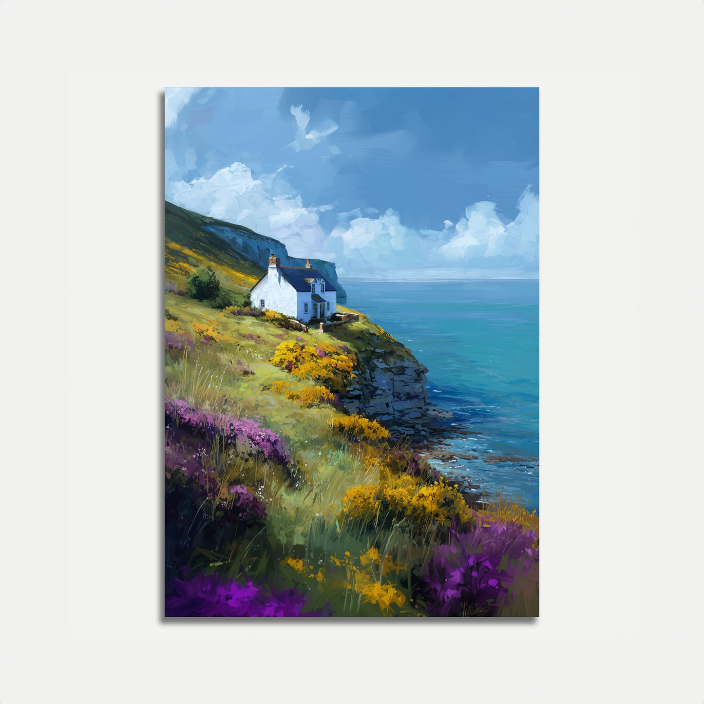 Pôster de Paisagem de Penhascos de Cabana Costeira