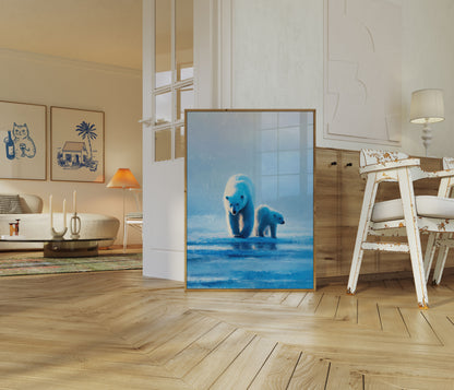 Polar Bear Mother and Cub Poster