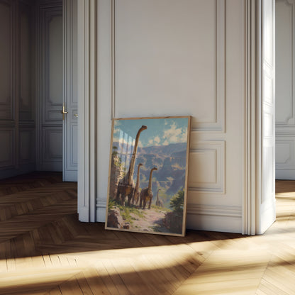 Majestic Dinosaurs Prehistoric Landscape Poster