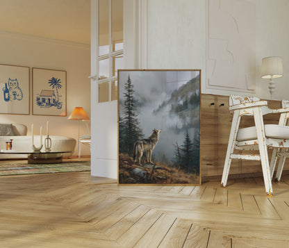 Misty Mountain Wolf Poster