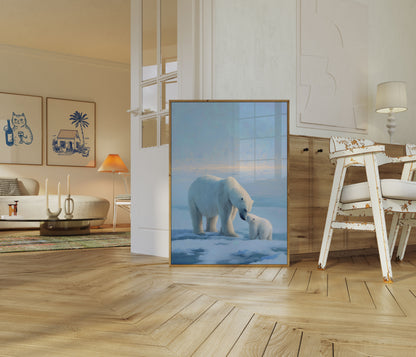 Affiche Mère Ours Polaire et Son Ourson
