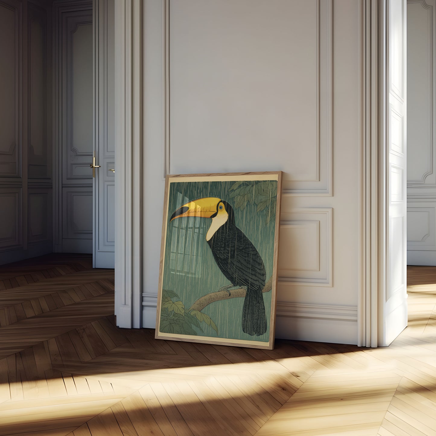 Tropisk Toucan i regnet affisch