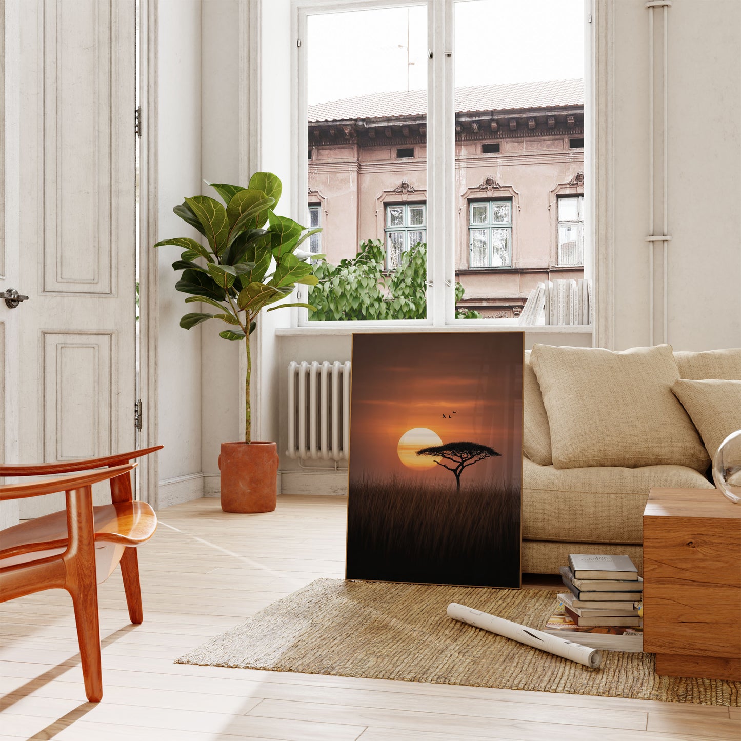 Plakat Zachód Słońca Akacji Afrykańskiej