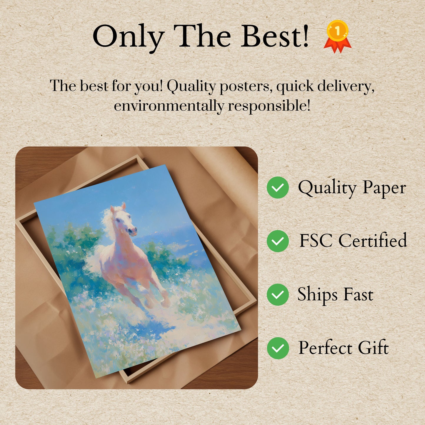 Pôster de Cavalo Branco Correndo Livre