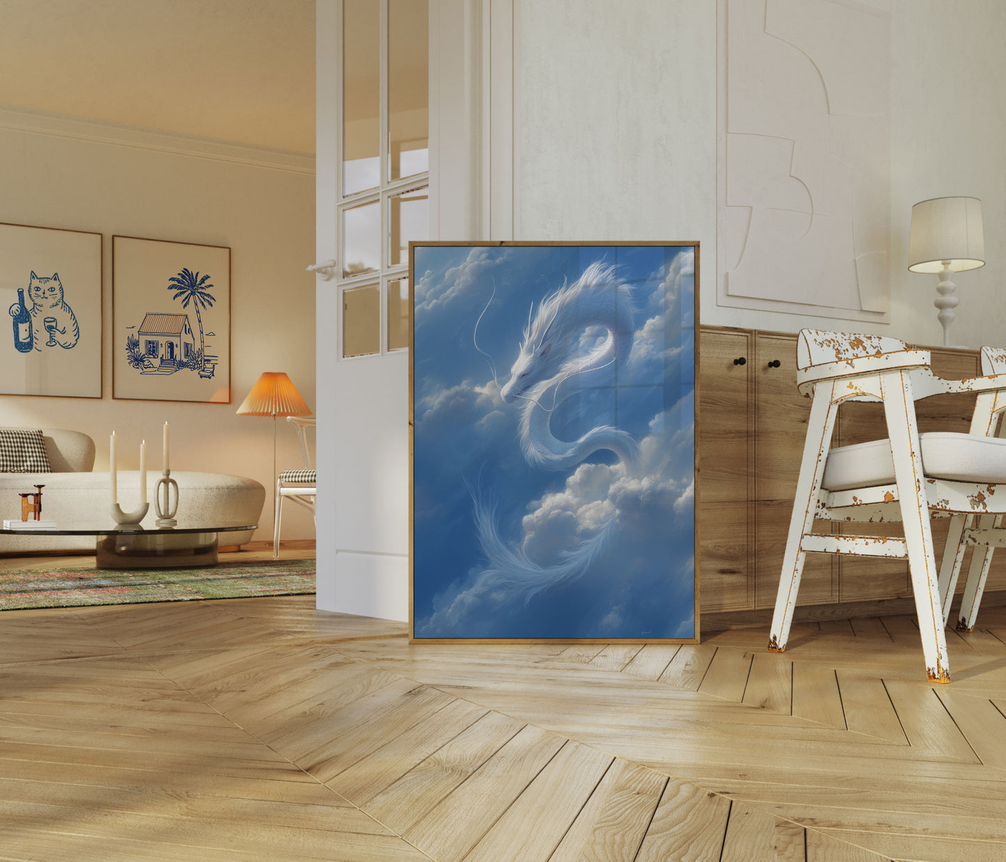 Póster del dragón celestial etéreo