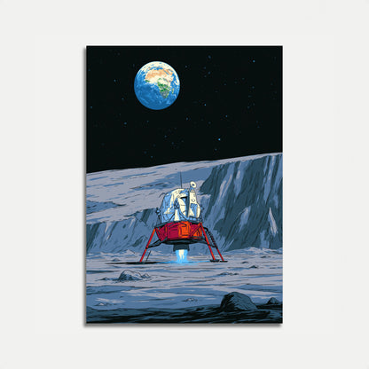 Månelandingsmodul på måneplakat