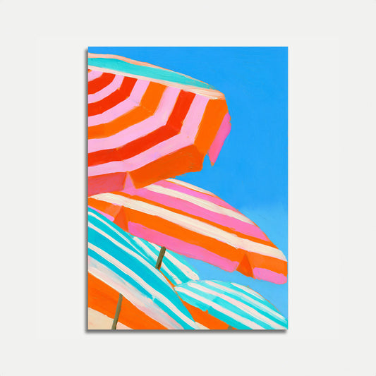 Bunt gestreifte Sonnenschirme Plakat