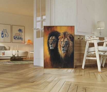Póster de Retrato de Leones Majestuosos