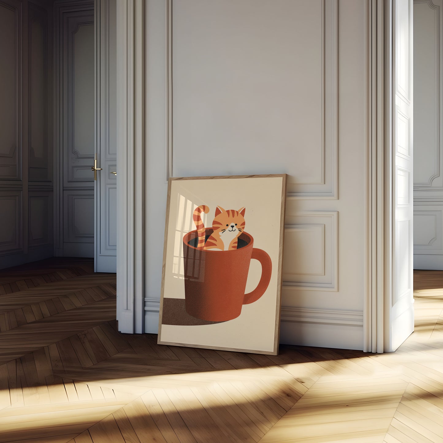 Koseligt Kat i Kaffekop Plakat