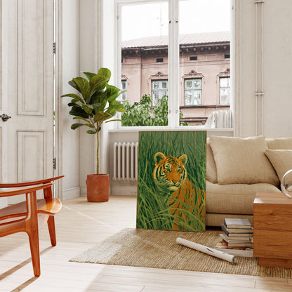 Tijger in Hoog Gras Poster
