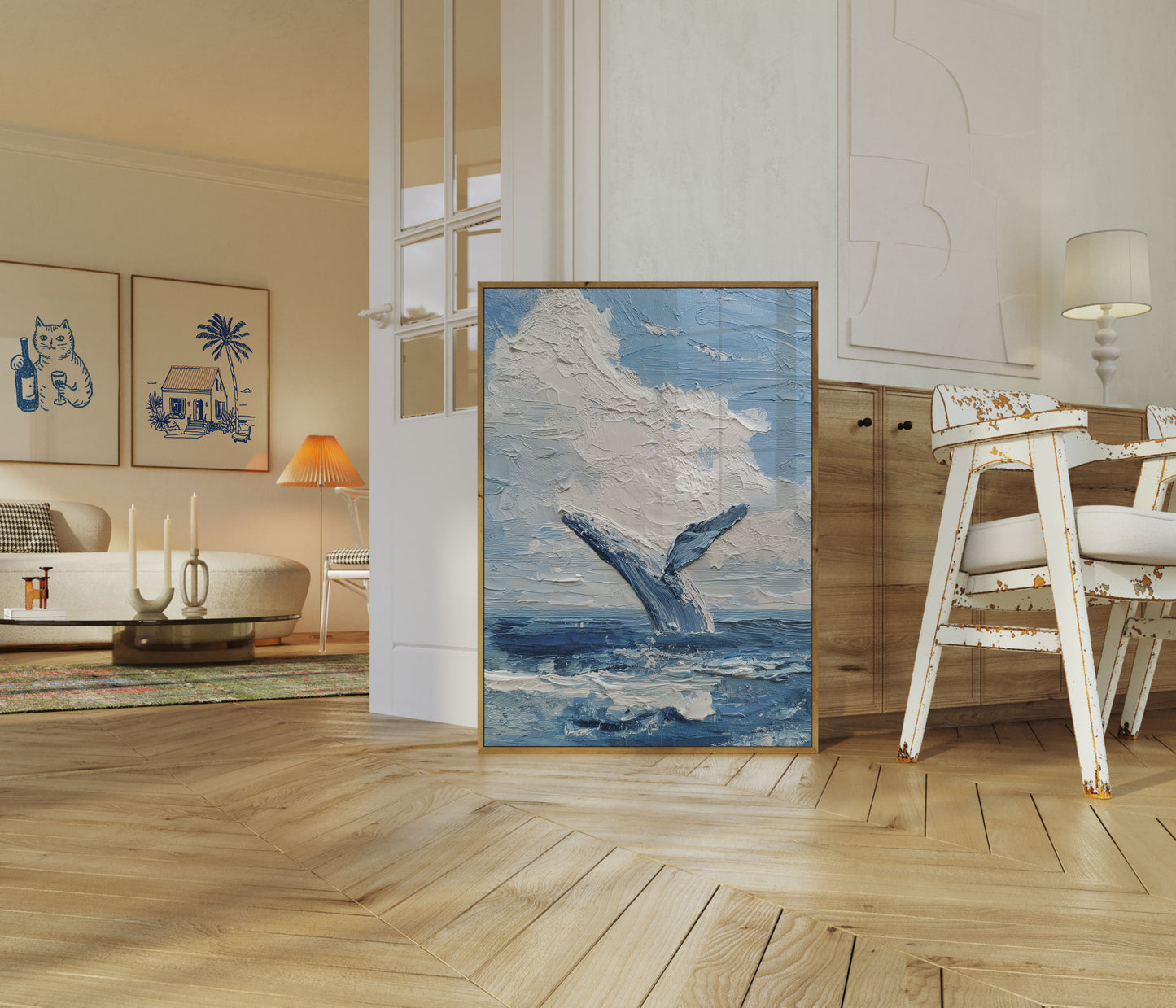 Breaching Whale Ocean Art Poster