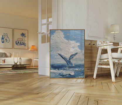 Breaching Whale Ocean Art Poster