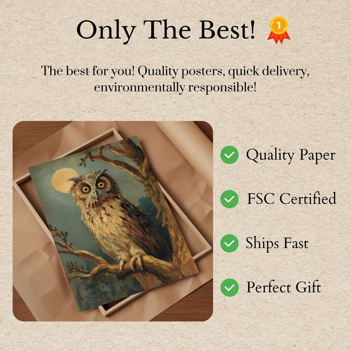 Nocturnal Owl Moonlight Poster