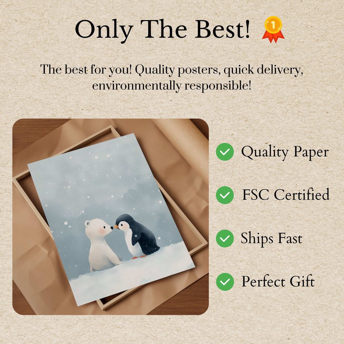 Snowy Friends Embrace Poster