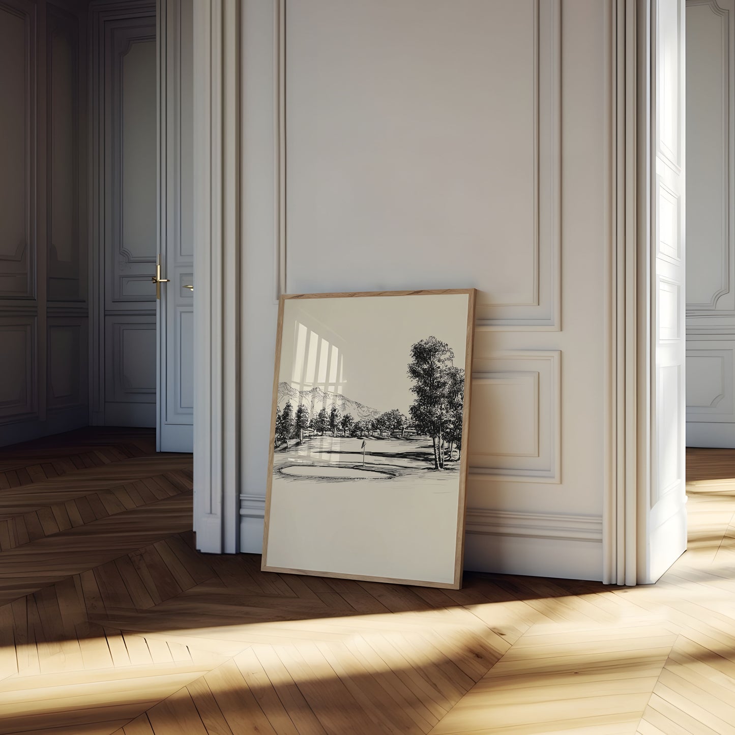 Affiche de paysage de terrain de golf de montagne