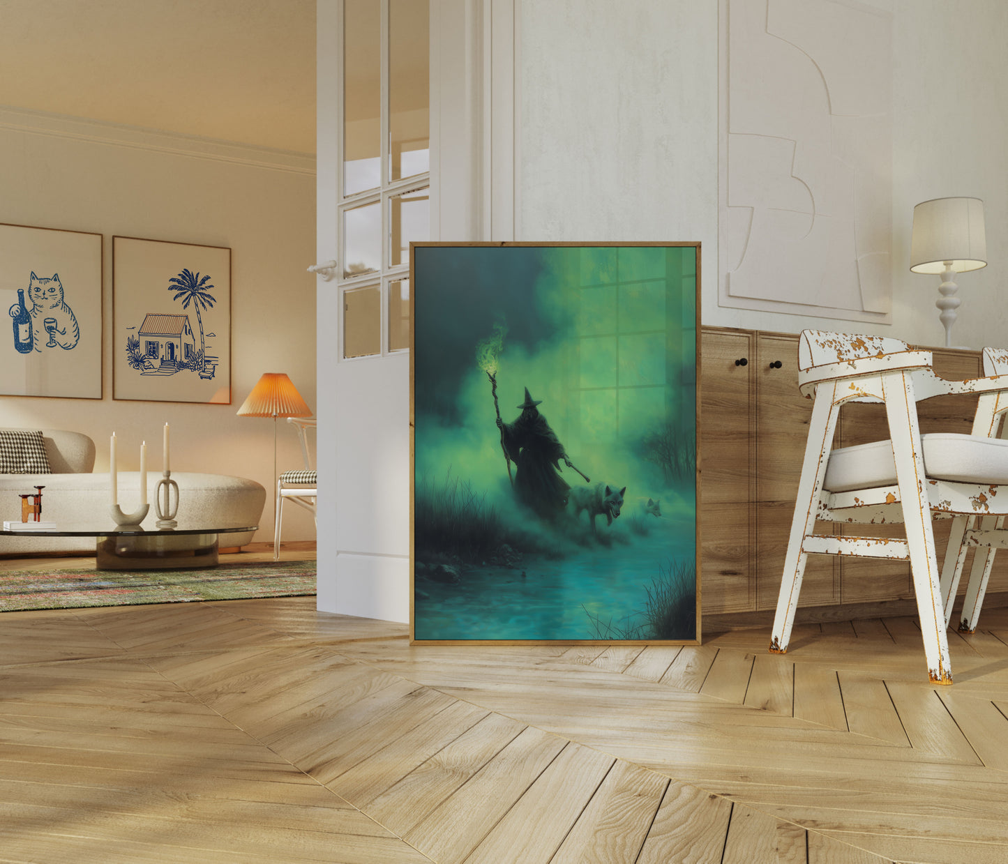 Mystisk troldmand med ulve plakat
