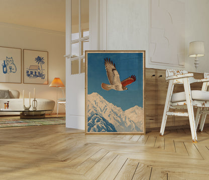 Eagle Soaring Over Mountains Poster