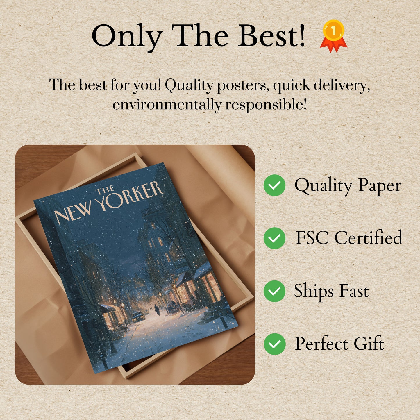 Snowy New York Winter Night Poster