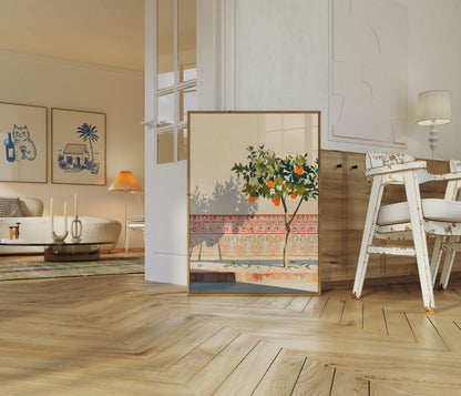 Póster Botánico de Arboleda de Naranjos