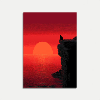 Kat ser på solnedgang plakat