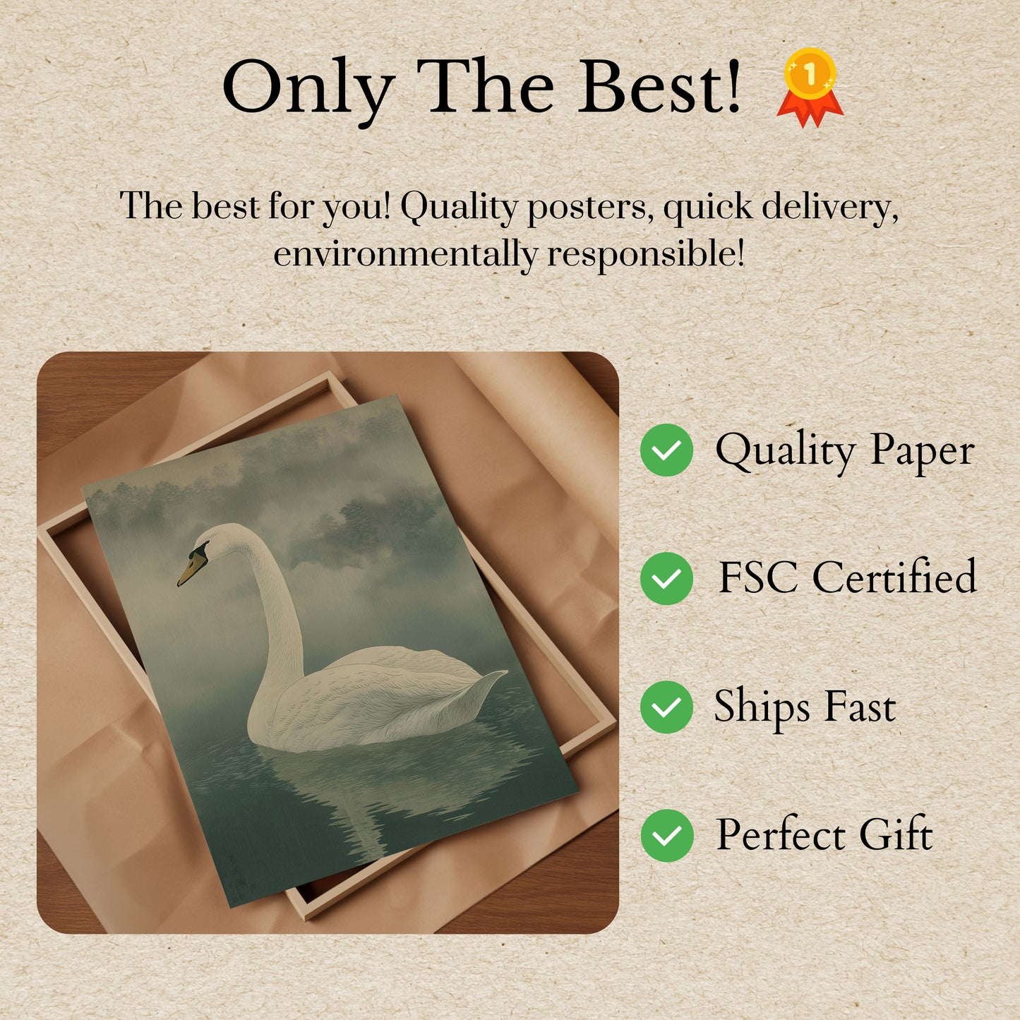 Elegant Swan in Mist Poster