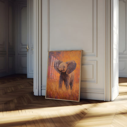 Affiche de Jeune Éléphant à la Lumière Dorée
