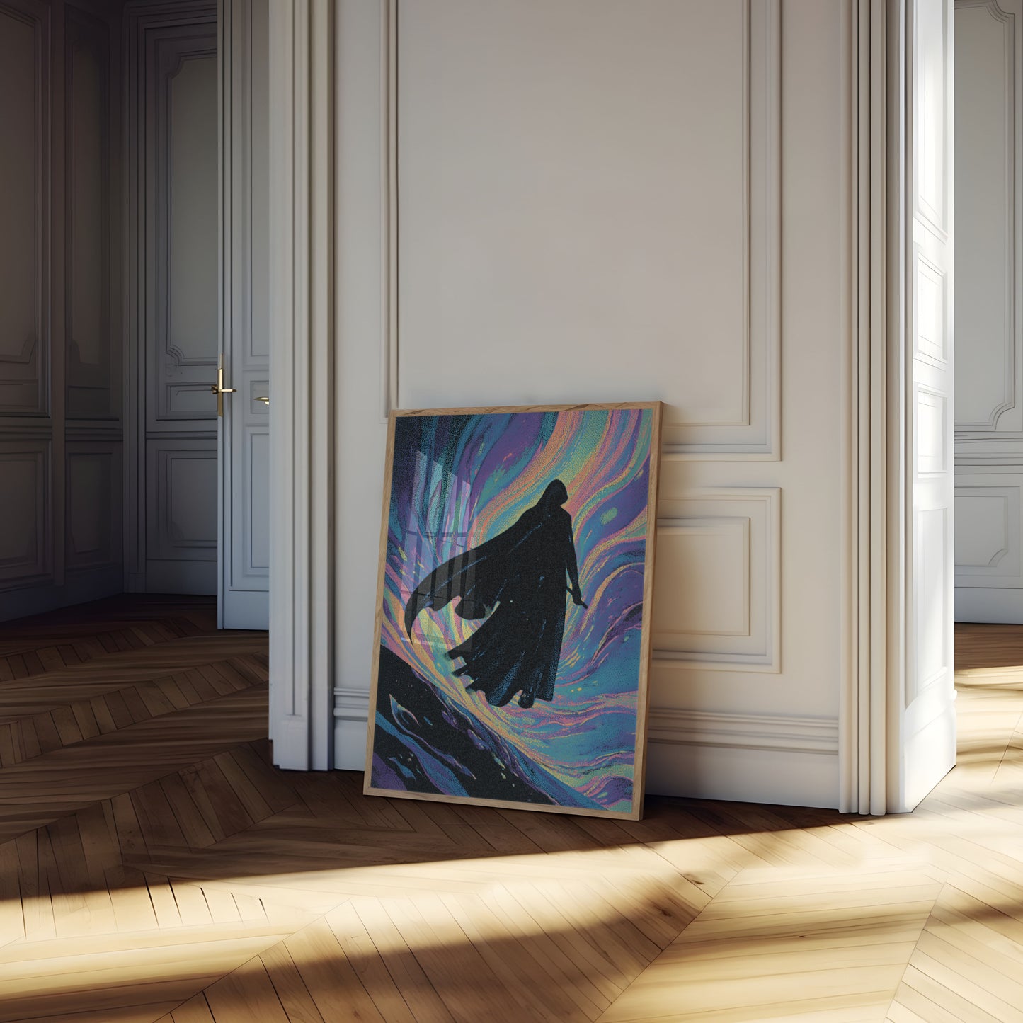 Póster de Surfista en Olas Cósmicas