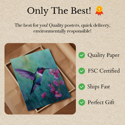 Vibrant Hummingbird Flight Poster
