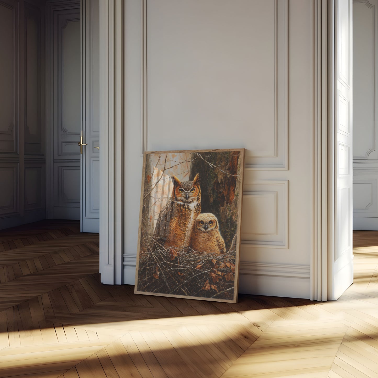 Affiche Famille de la Chouette à Cornes