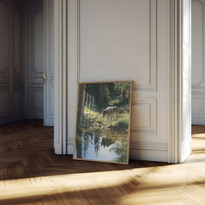 Woodland Wolf Reflection Poster