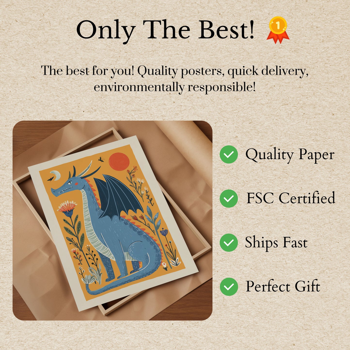 Póster de fantasía del bosque del dragón azul