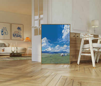 Mongolian Steppe Mountain Landscape Poster